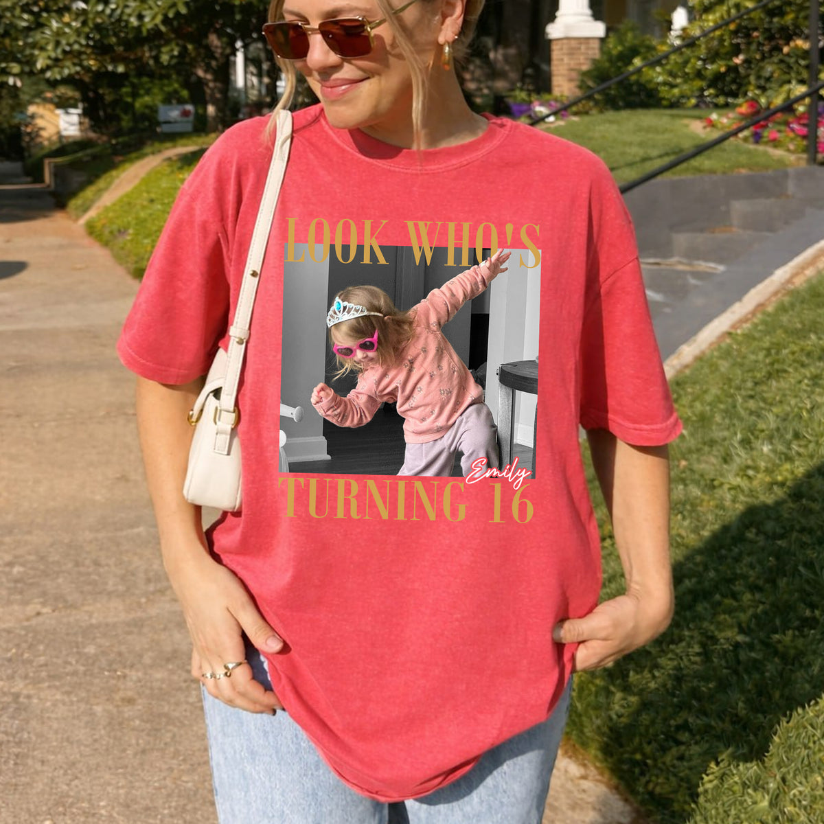 Look Who's Turning 16 Custom Photo Shirt, Personalized Childhood Picture and Name, Sweet Sixteen Birthday