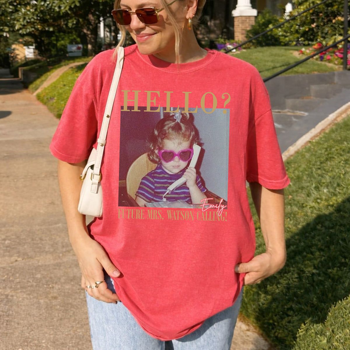 Hello Future Mrs Calling Shirt, Custom Bride Photo and Name Tee, Engagement Bridal Shower Gift