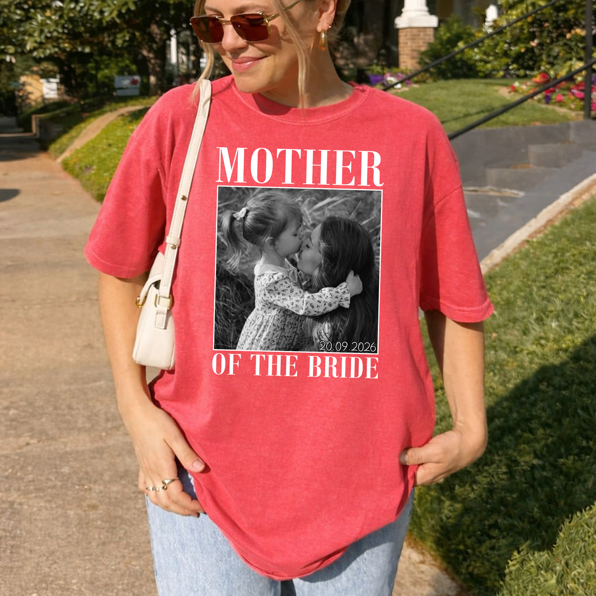 Custom Mother of the Bride Shirt Personalized Photo and Date Tee Wedding Day Gift for Mom Bridal Party Gift