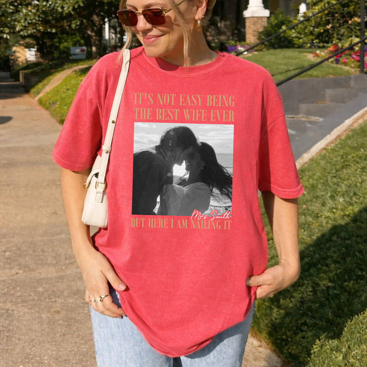 Best Wife Ever Shirt, Here I Am Nailing It, Custom Photo and Mrs Name Tee, Funny Wedding Gift for Wife