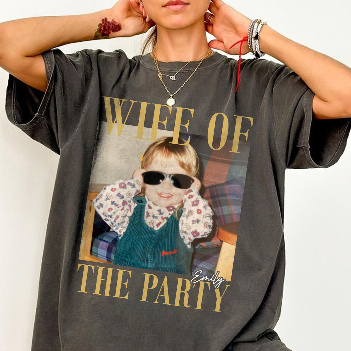 Personalized Wife Of The Party Shirt , Custom Photo & Name Tee, Funny Gift for Wife, Birthday & Anniversary Gift