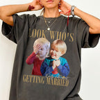 Look Who's Getting Married Shirt, Custom Childhood Photo and Names, Funny Wedding Gift for Couple