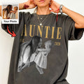 Custom Auntie Photo Shirt, Personalized Name and Est Year Tee, Vintage Gift for New Aunt or Auntie