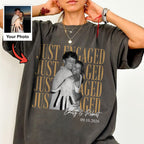 Just Engaged Custom Photo Shirt, Personalized Couple Names and Date Tee, Engagement Party Gift for Her