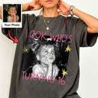 Look Who's Turning 16 Custom Photo Shirt, Personalized Childhood Picture and Name, Sweet Sixteen Gift