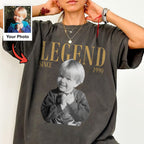 Legend Since 1990 Custom Photo Shirt, Personalized Childhood Picture and Name, 36th Birthday Gift