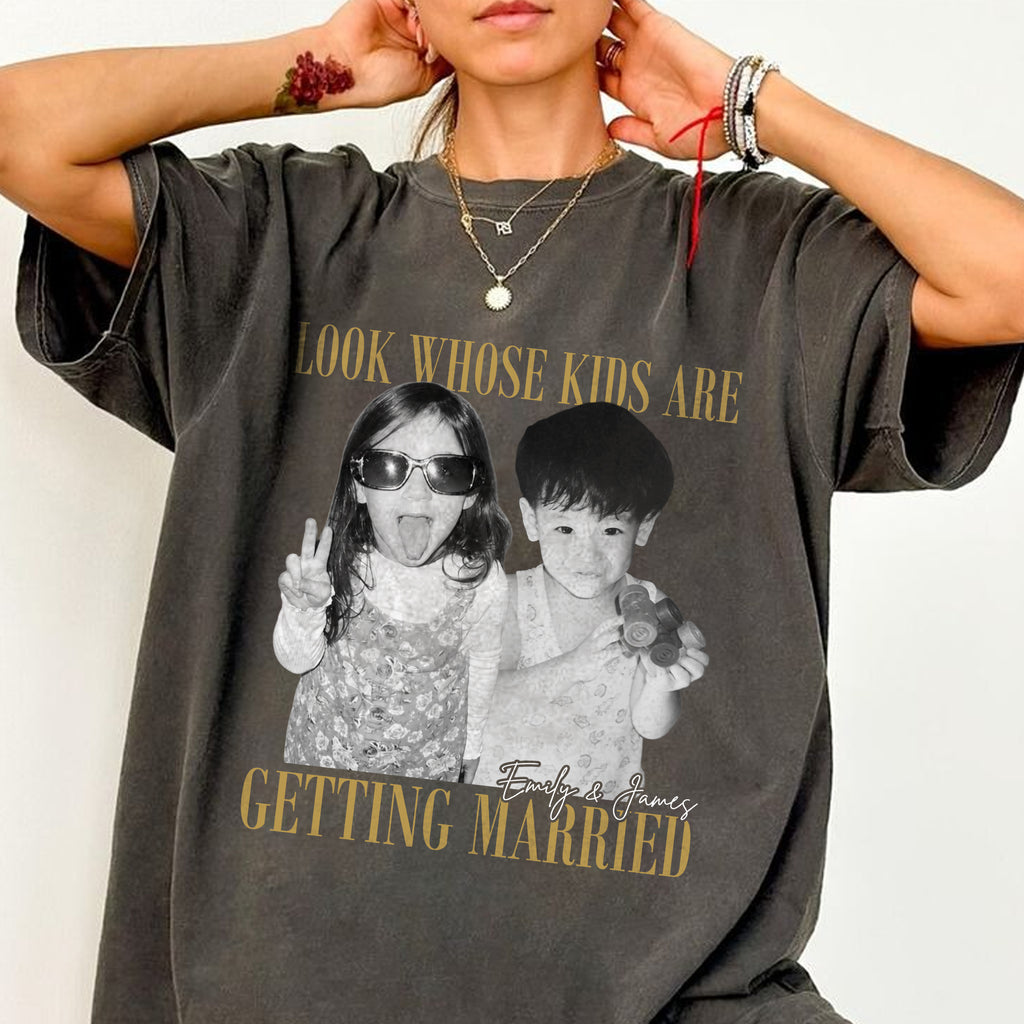 Look Whose Kids Are Getting Married Shirt, Custom Childhood Photos and Names, Wedding Gift for Parents