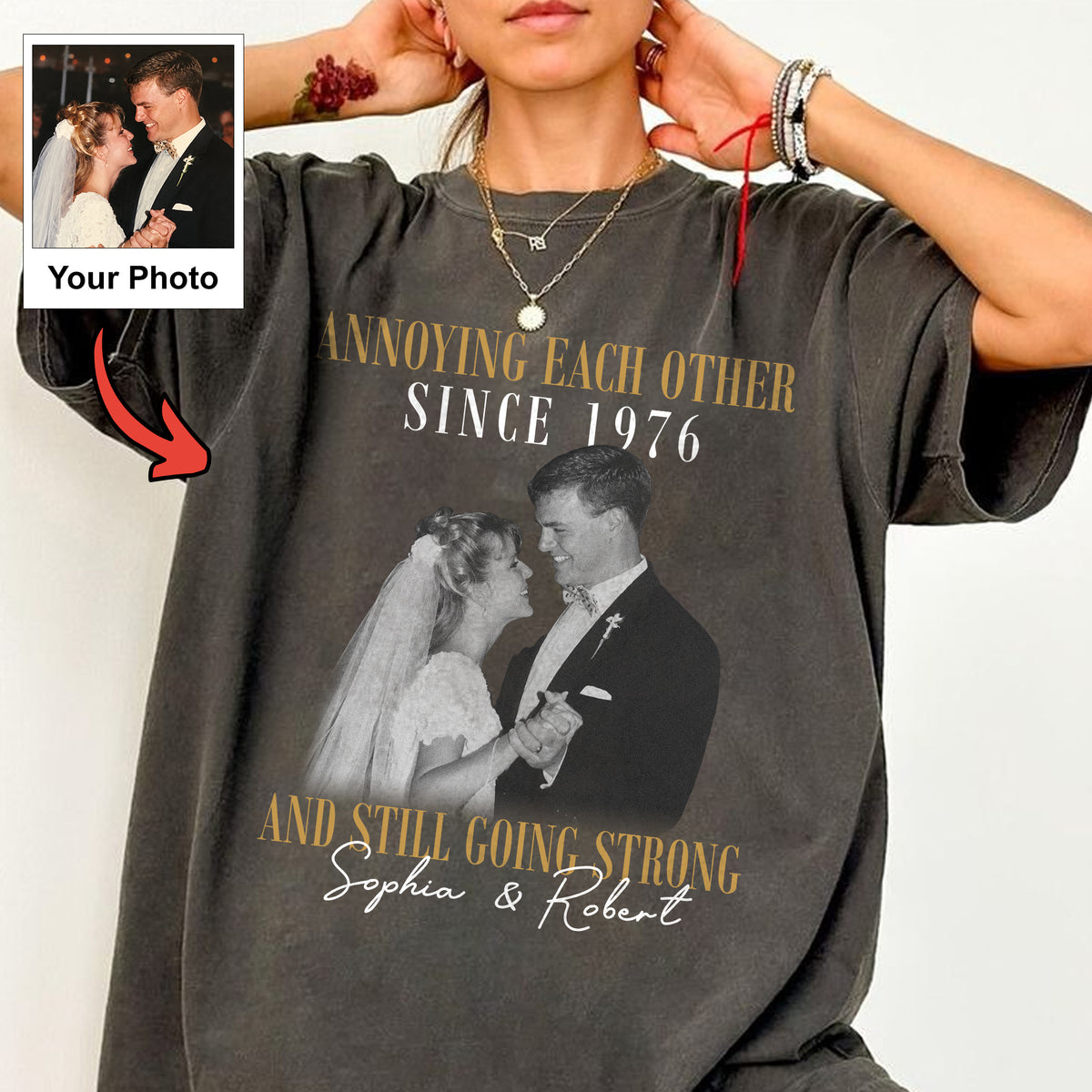 Annoying Each Other Since Custom Photo Year Shirt, Personalized Couple Names, Anniversary Gift