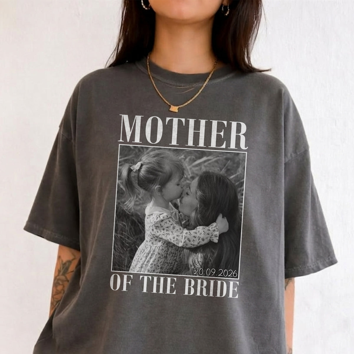 Custom Mother of the Bride Shirt Personalized Photo and Date Tee Wedding Day Gift for Mom Bridal Party Gift