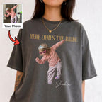 Here Comes the Bride Custom Photo Shirt, Personalized Childhood Picture and Name, Bridal Shower Gift