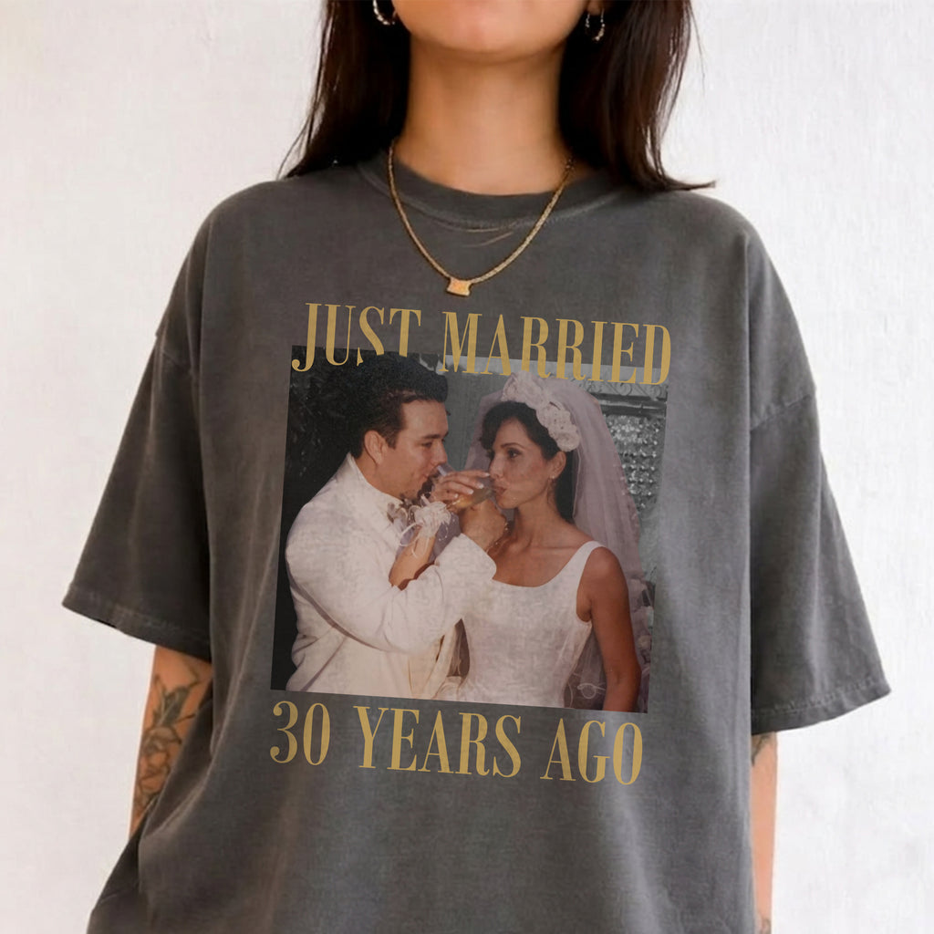 Just Married 30 Years Ago Custom Photo Shirt Personalized Wedding Anniversary Tee 30th Anniversary Gift