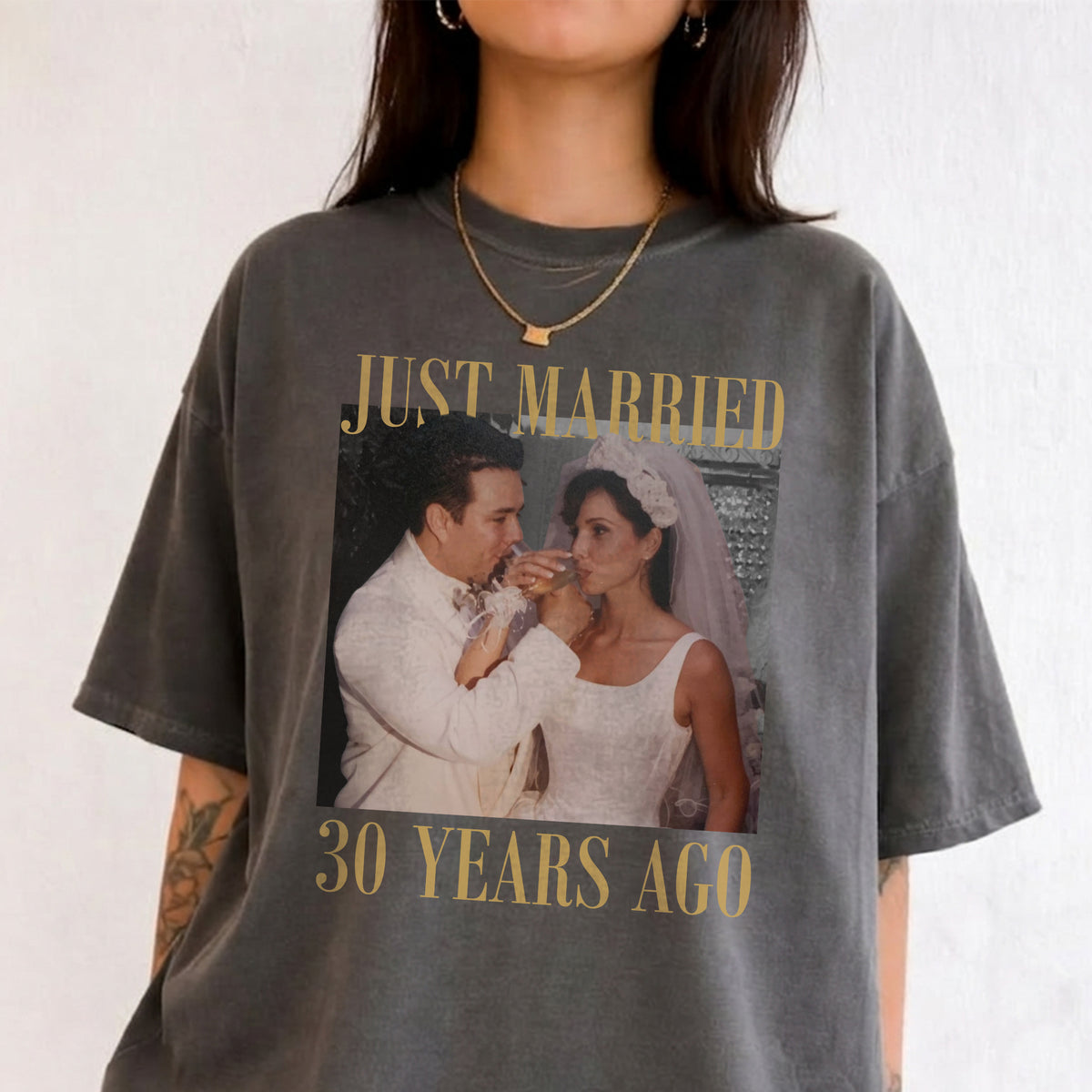 Just Married 30 Years Ago Custom Photo Shirt Personalized Wedding Anniversary Tee 30th Anniversary Gift