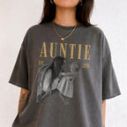 Custom Auntie Photo Shirt, Personalized Name and Est Year Tee, Vintage Gift for New Aunt or Auntie