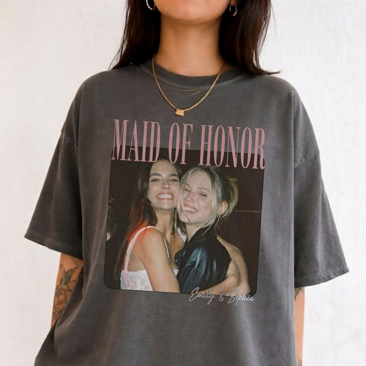 Custom Maid of Honor Shirt, Personalized Photo and Name Tee Wedding Gift for Maid of Honor