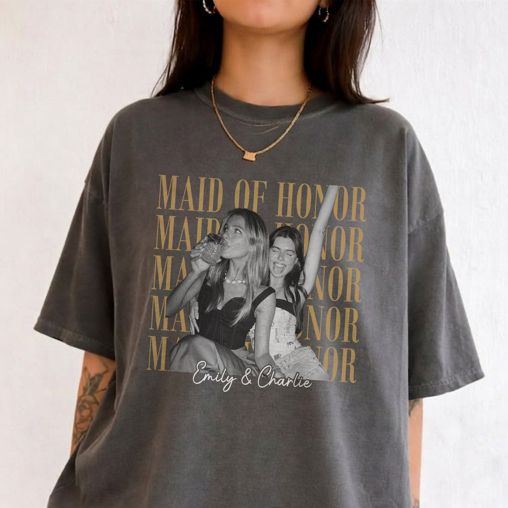 Custom Maid of Honor Photo Shirt, Personalized Wedding Tee