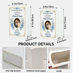 Personalized Our Greatest Chapter Wedding Photo Ceramic Book Vase, Custom Couple Names and Date, Blue Flower Newlywed Gift