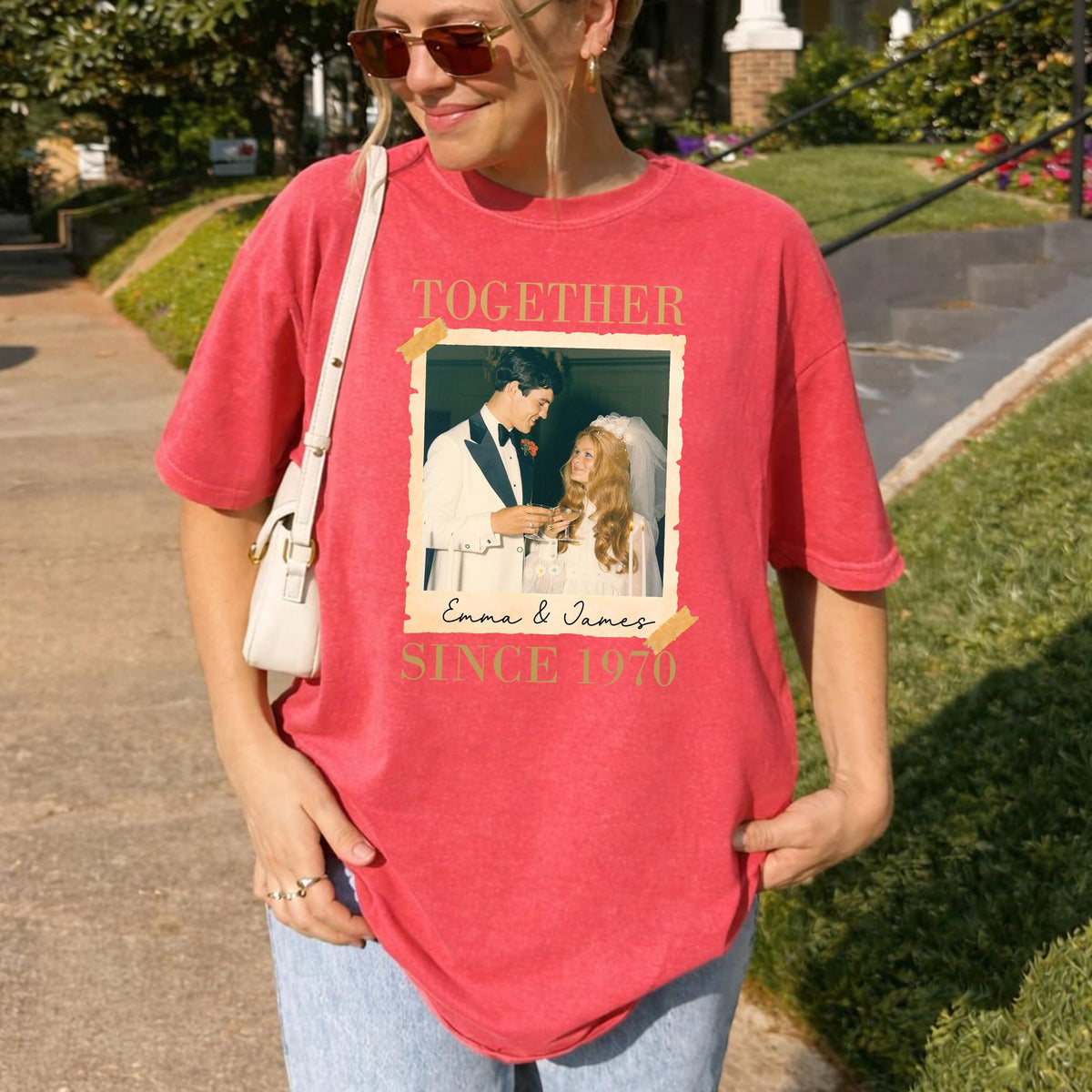 Custom Anniversary Photo Shirt, Personalized Couple Names and Year Tee, Together Since Wedding Gift