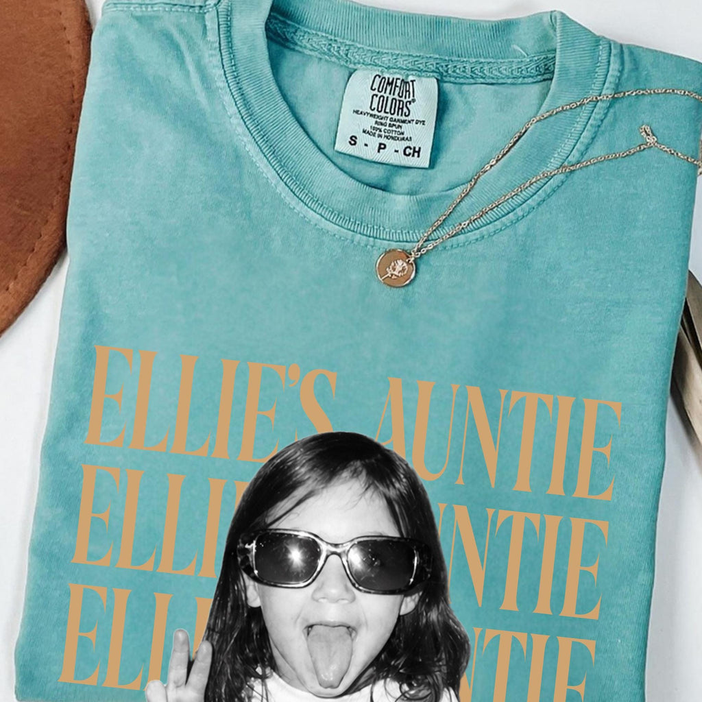 Custom Auntie Photo Shirt, Personalized Name and Est Year Tee, Vintage Gift for Aunt or New Auntie