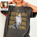 Custom Vintage Photo and Year Shirt Personalized Birthday Gift 90s Vintage T-Shirt Custom Picture Tee