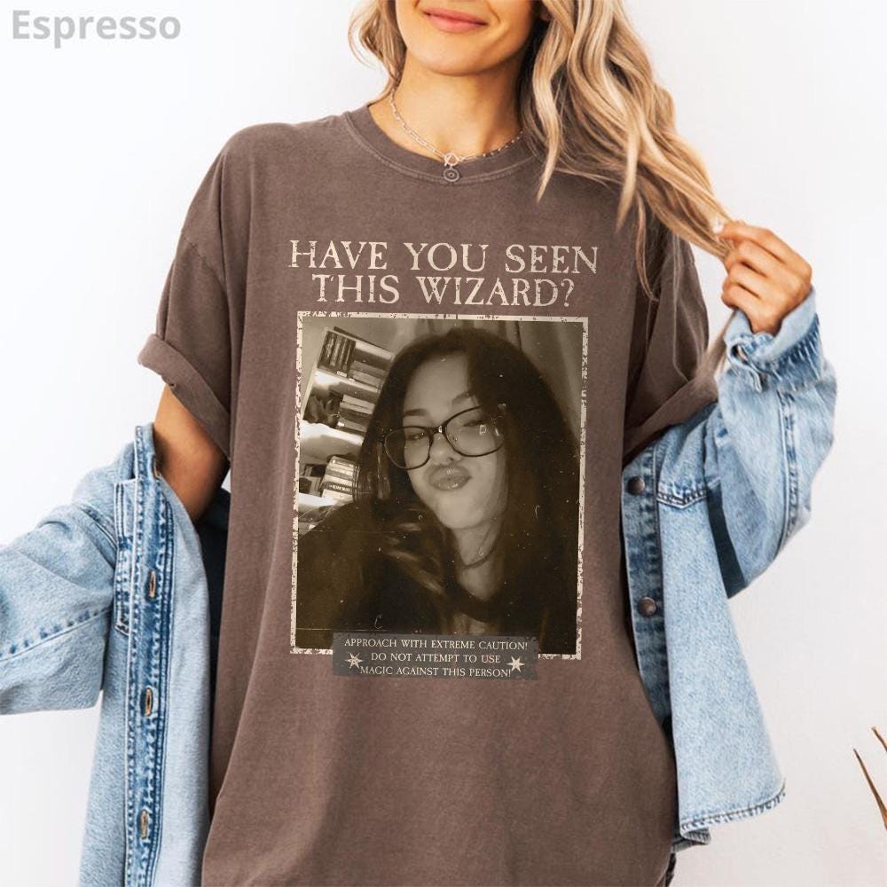 Custom Wizard Photo Shirt, Personalized Vintage Magic Tee, Funny Retro Costume Gift for Fantasy Fans