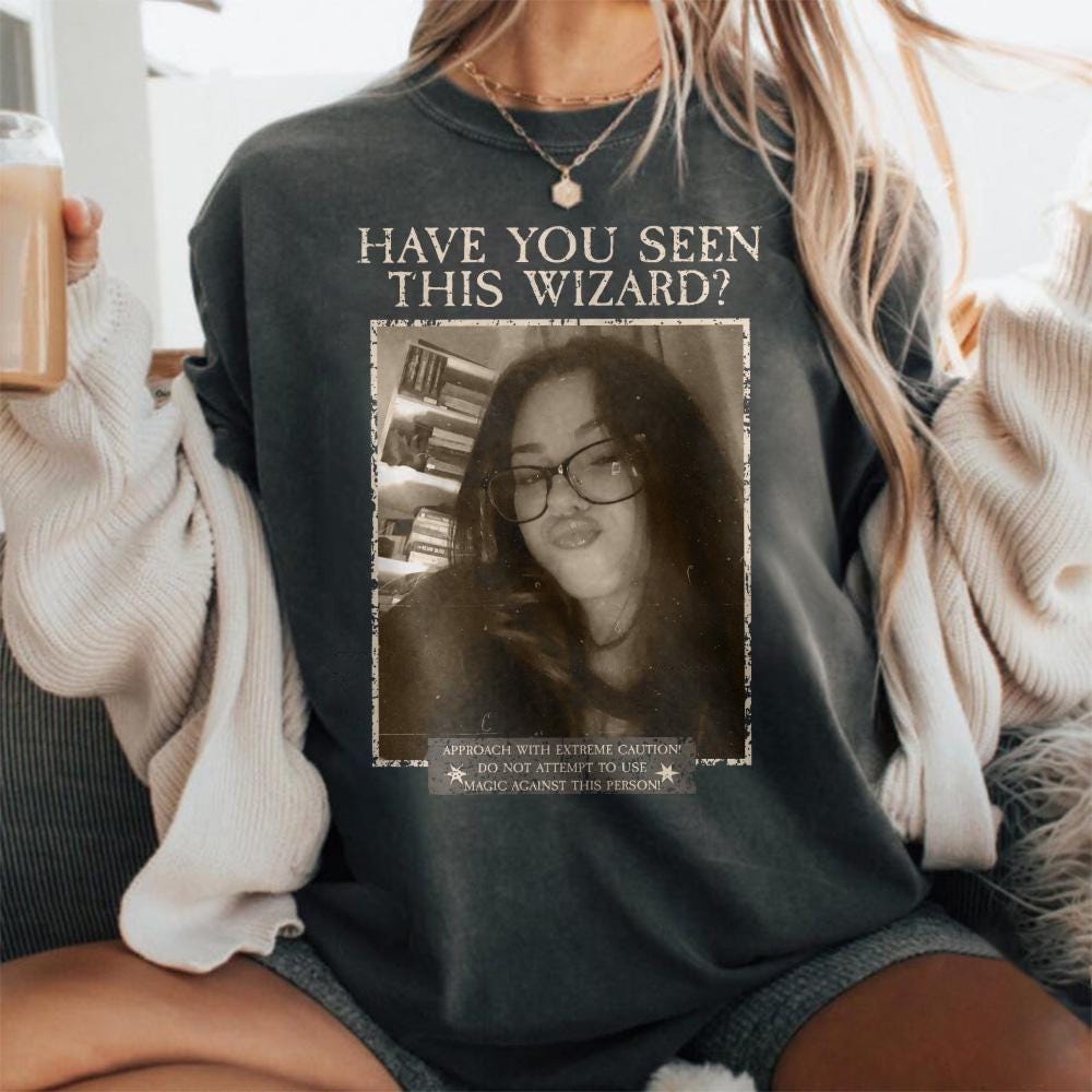 Custom Wizard Photo Shirt, Personalized Vintage Magic Tee, Funny Retro Costume Gift for Fantasy Fans