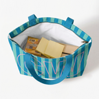 Custom Initials Striped Canvas Tote Bag, Street Bag for Girls