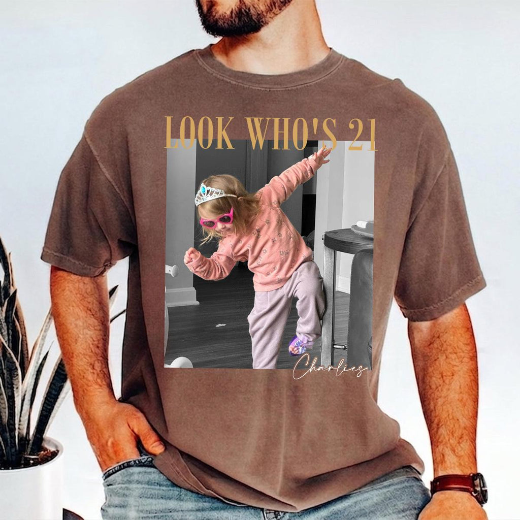 Look Who's Birthday Custom Photo Shirt, Personalized Age Tee, Vintage 20th 30th 40th Birthday Gift