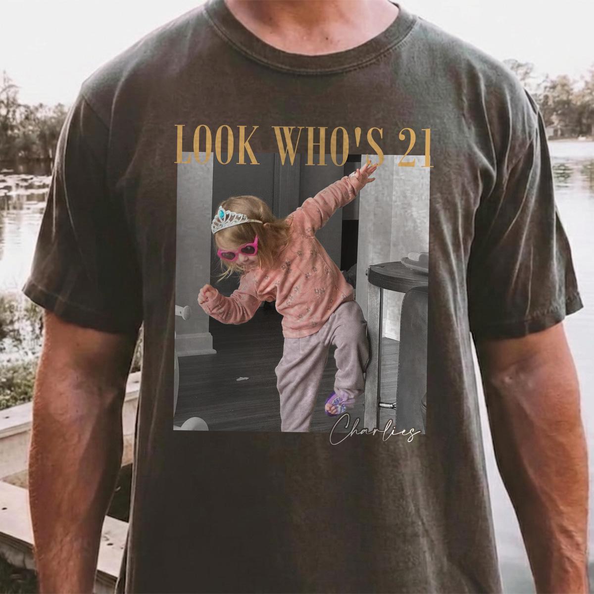 Look Who's Birthday Custom Photo Shirt, Personalized Age Tee, Vintage 20th 30th 40th Birthday Gift
