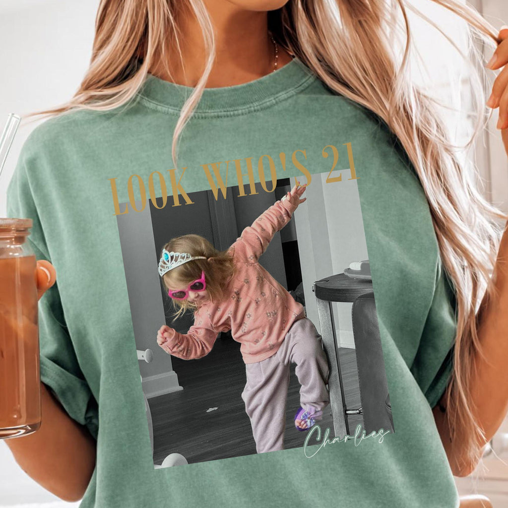 Look Who's Birthday Custom Photo Shirt, Personalized Age Tee, Vintage 20th 30th 40th Birthday Gift