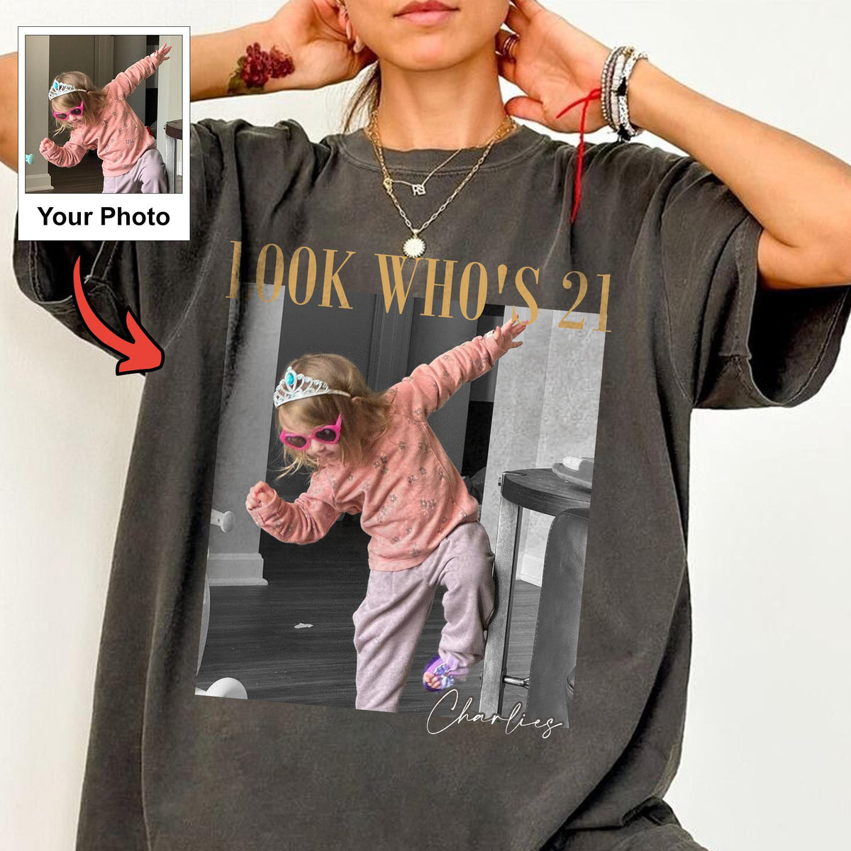 Look Who's Birthday Custom Photo Shirt, Personalized Age Tee, Vintage 20th 30th 40th Birthday Gift