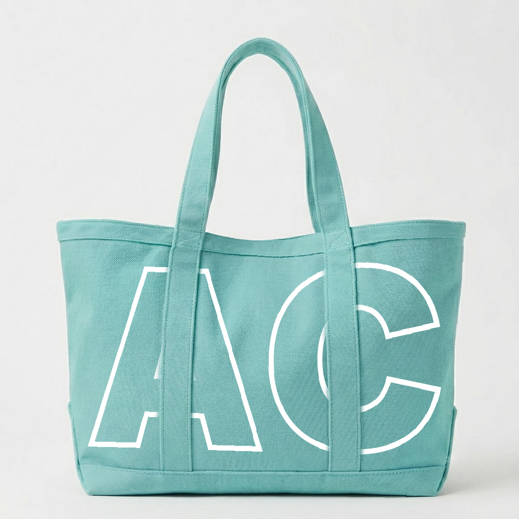 Custom Initials Trim Canvas Tote for Girls