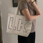 Custom Initials Trim Canvas Tote for Girls, Medium and Large Size