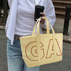 Custom Initials Trim Canvas Tote, Bag for Girls