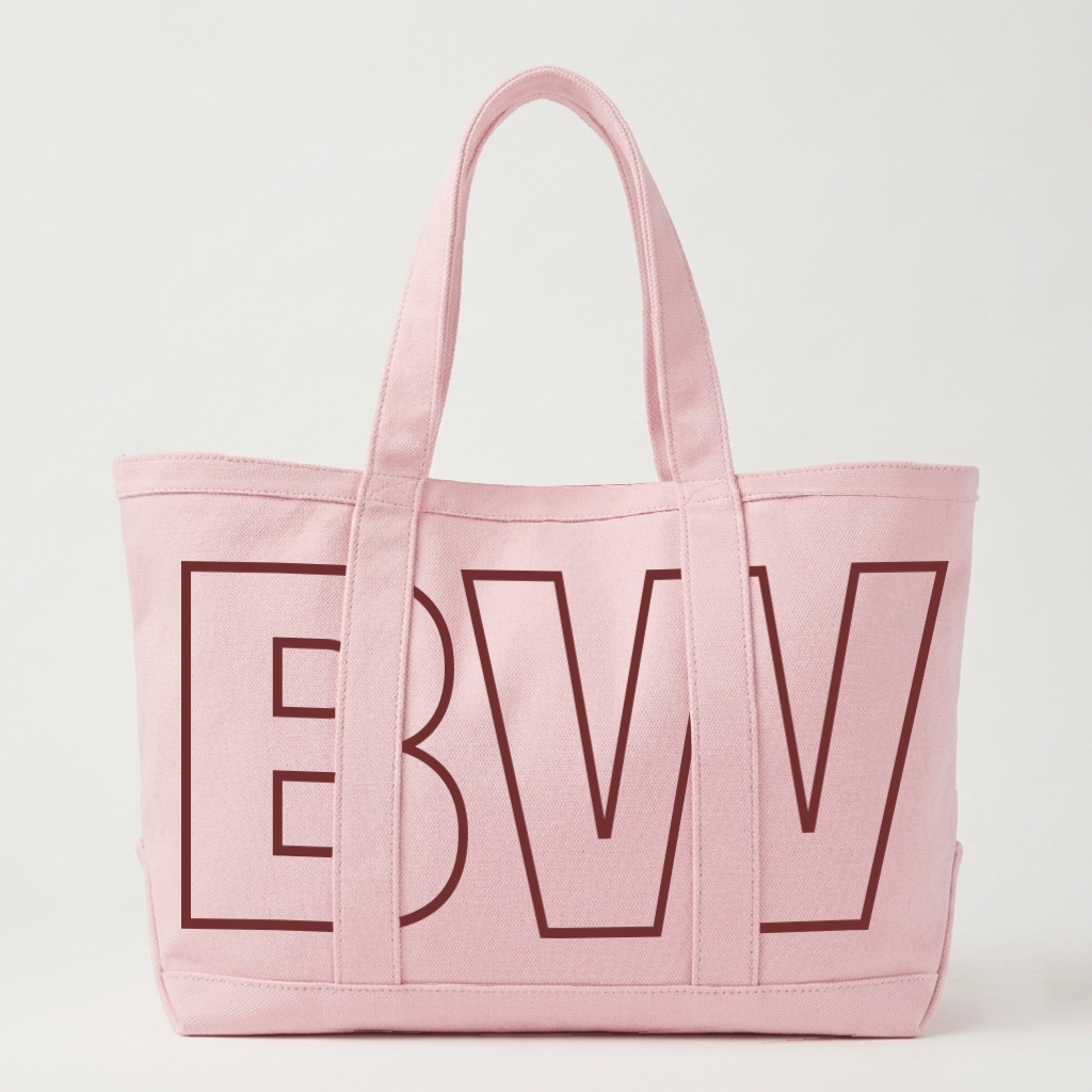 Custom Initials Trim Canvas Tote for Girls