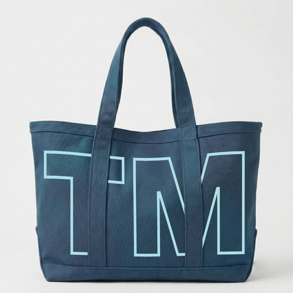 Custom Initials Trim Canvas Tote for Girls