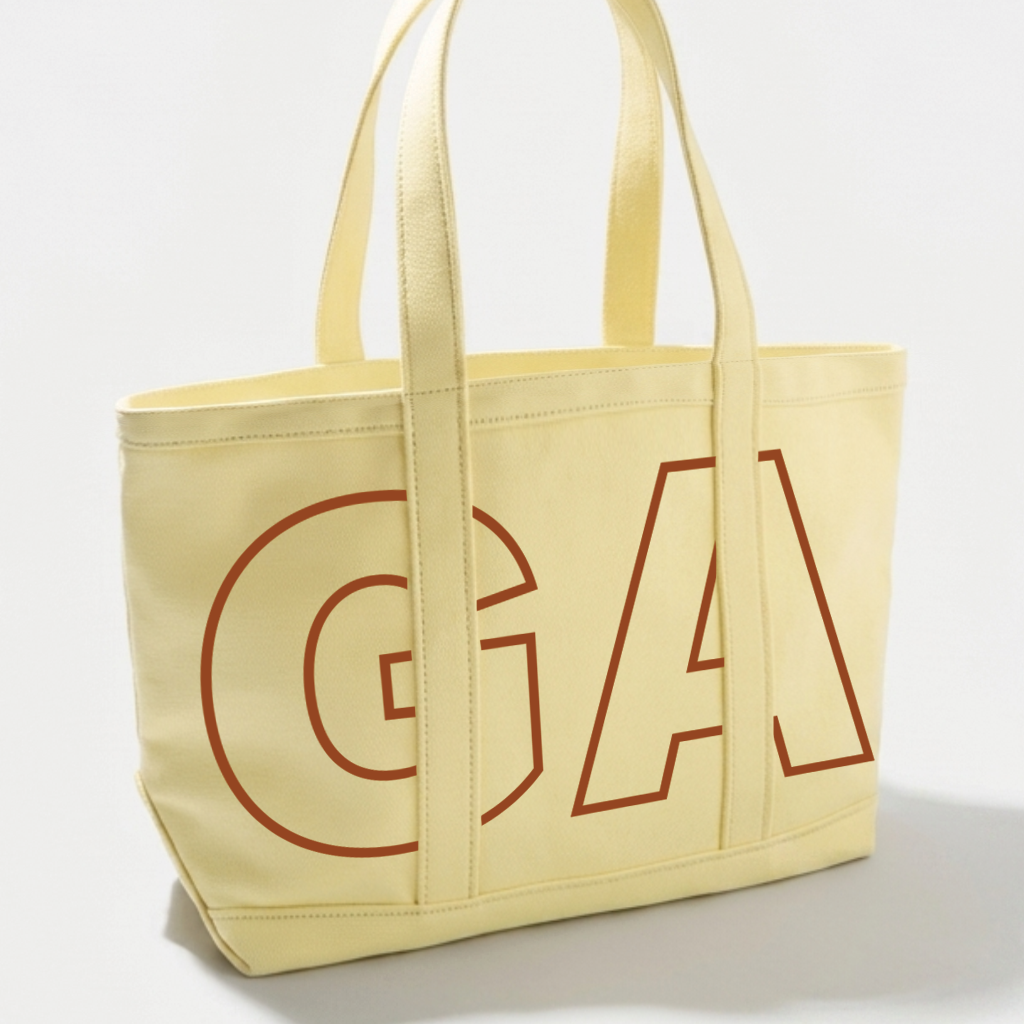Custom Initials Trim Canvas Tote, Bag for Girls