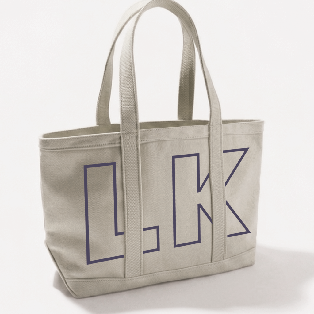 Custom Initials Trim Canvas Tote for Girls