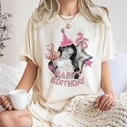 Custom Photo Birthday Shirt, Personalized Age Tee for Women, Pink Balloon Birthday Party Outfit Gift